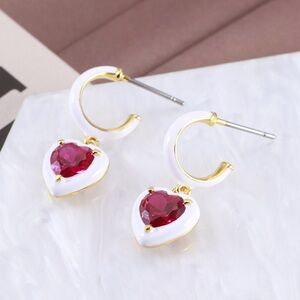 Kate Spade Enamel Red Heart Earrings
